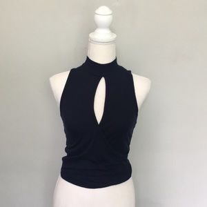Navy blue rubber halter top